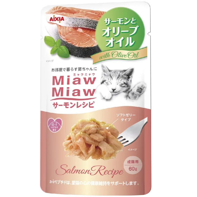 Aixia Miaw Miaw Salmon With Olive Oil Pouch Cat Food 60g