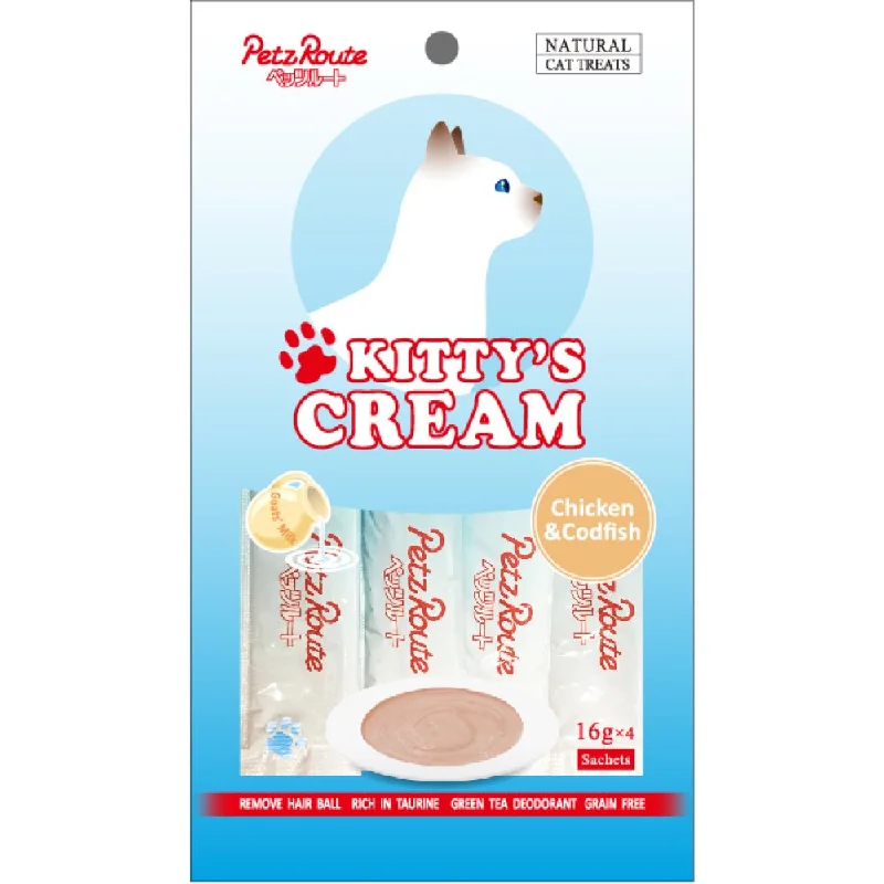 3 FOR $10: Petz Route Kitty’s Cream Chicken & Codfish Cat Treats (4x 16g)