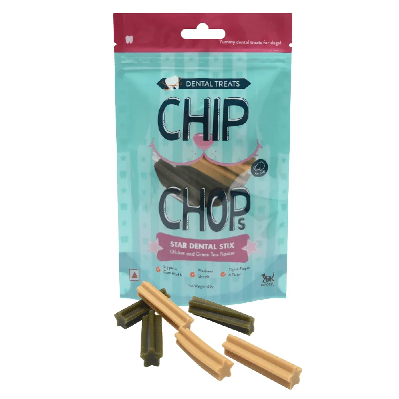 Chip Chops Star Dental Stix Chicken and Green Tea Flavored Dog Treats (Limited Shelf Life)