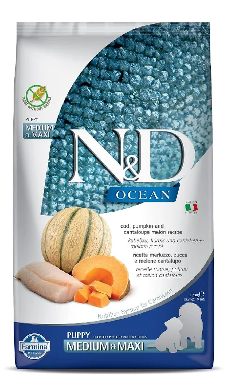 Farmina N&D Ocean Grain Free Cod, Pumpkin and Cantaloupe Melon Medium and Maxi Puppy Dog Food