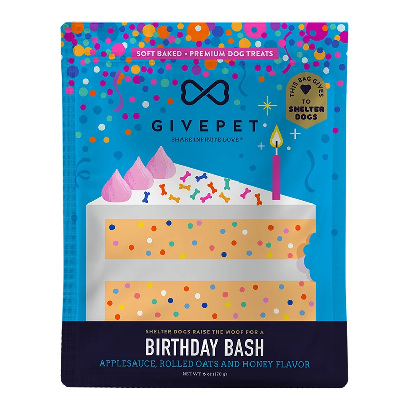 GivePet Grain Free Soft Dog Treats - Birthday Bash 6oz Bag