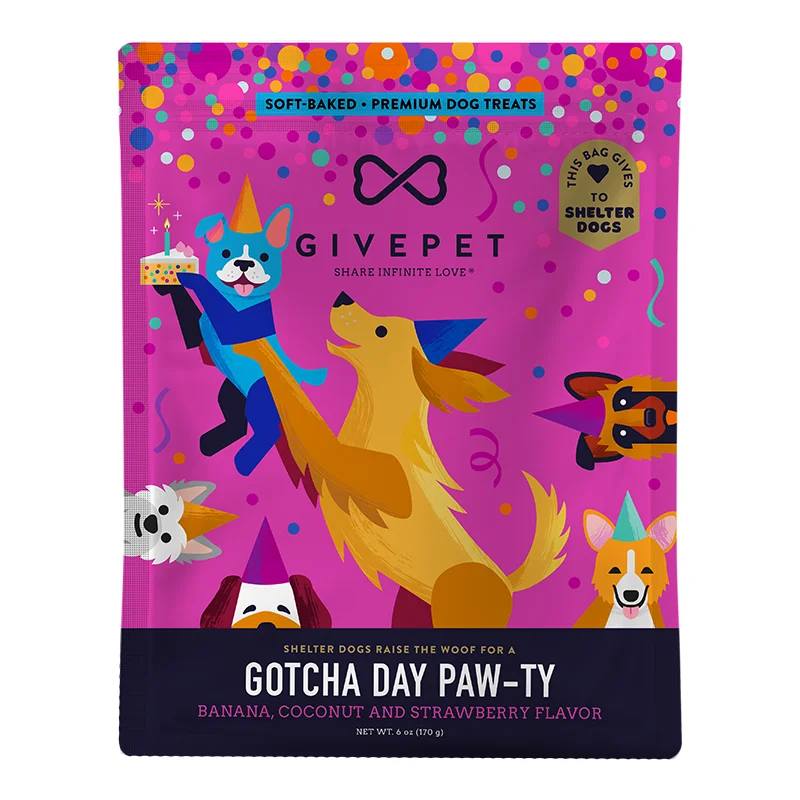 GivePet Grain Free Soft Dog Treats - Gotcha Day Paw-Ty 6oz Bag