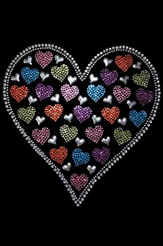 Heart with Multicolor Rhinestud Hearts Bandana- Many Colors