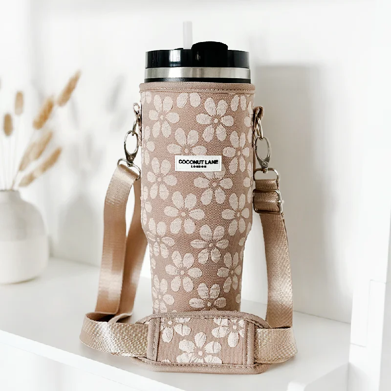 Mocha Flower Tumbler Carry Case by Coconut Lane