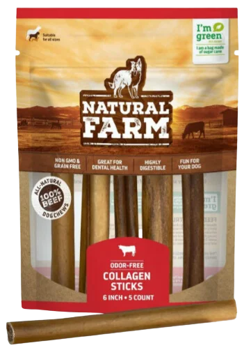 Natural Farm Collagen Sticks 6" 5-Pack Bag