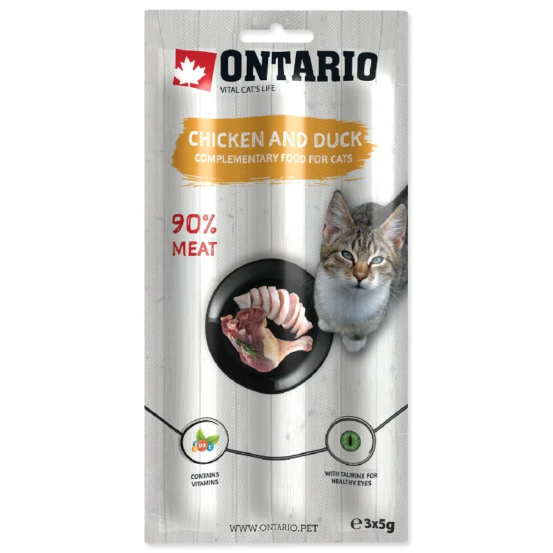 ONTARIO Cat Sticks, mesni štapići, piletina s pačetinom, 3x5g