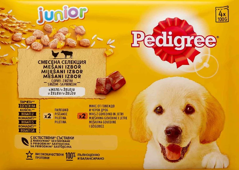 PEDIGREE Multipack JUNIOR s pil./rižom i s gov./rižom u umaku, 4x100g