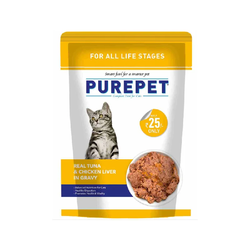 Purepet Wet Cat Food, Real Tuna and Chicken Liver in Gravy