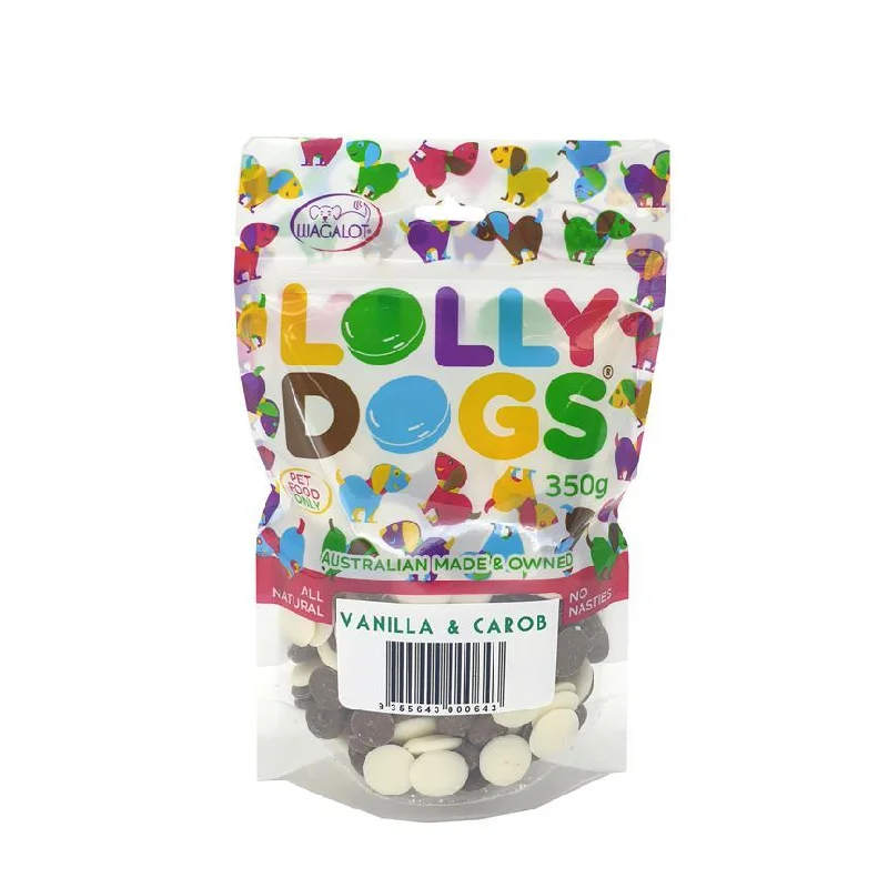 Wagalot Lolly Dogs Carob and Vanilla Drops Dog Treats 350g***