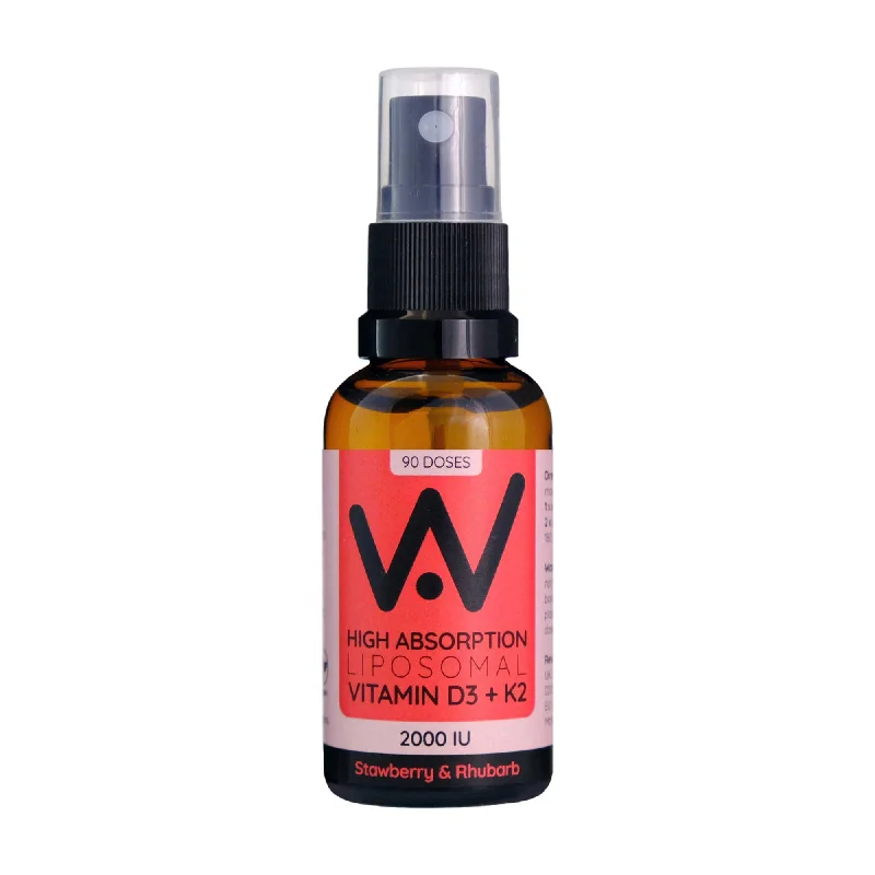 Well.Actually. Liposomal D3 2000 IU's + K2 100mcg Spray - Strawberry & Rhubarb Flavour 30ml